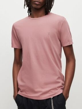 All Saints Tonic Crew Ramskull Tonic T-Shirt Pink Short Sleeve Sz M